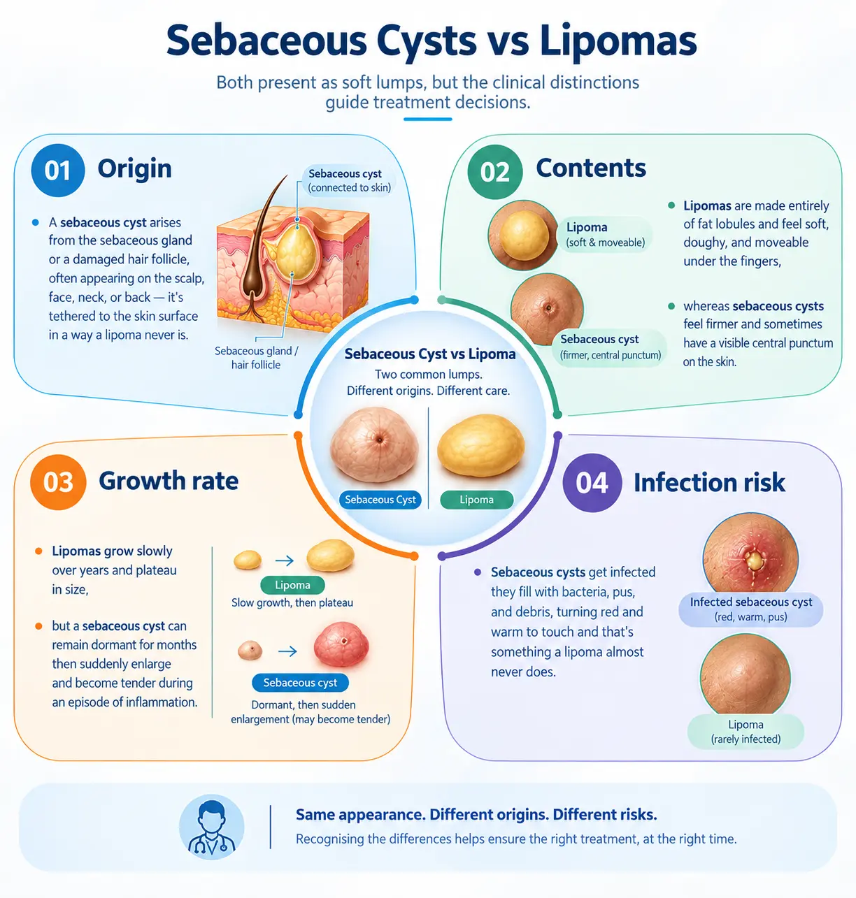 Sebaceous Cysts vs Lipomas Infographic