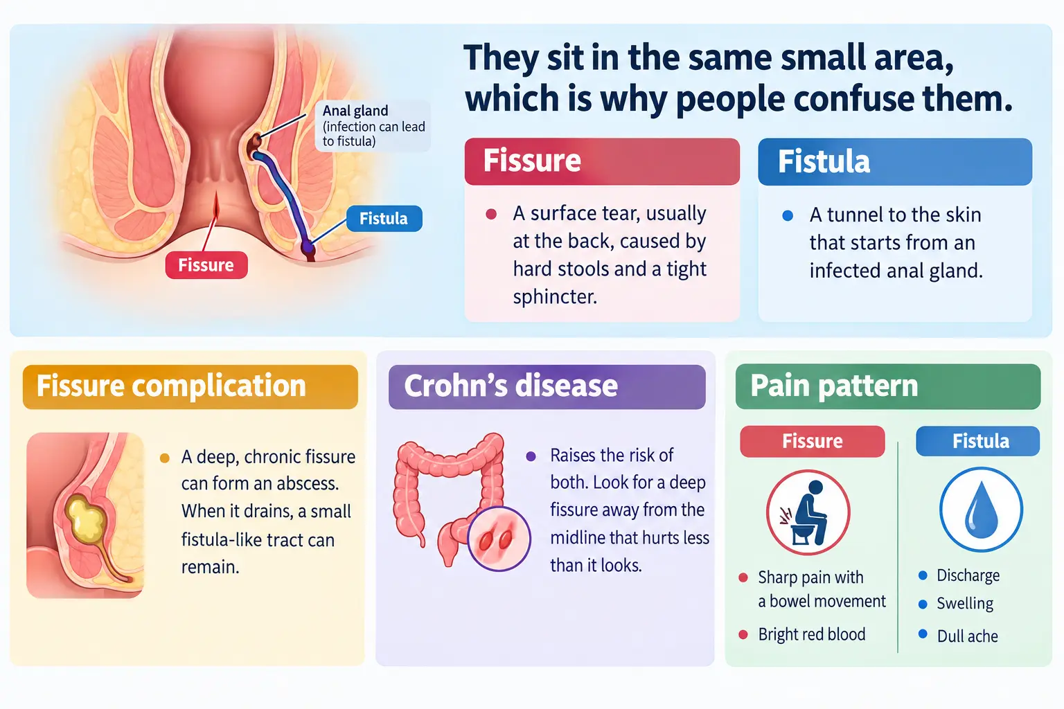 Fissure vs Fistula Infographic Fissure vs Fistula Infographic