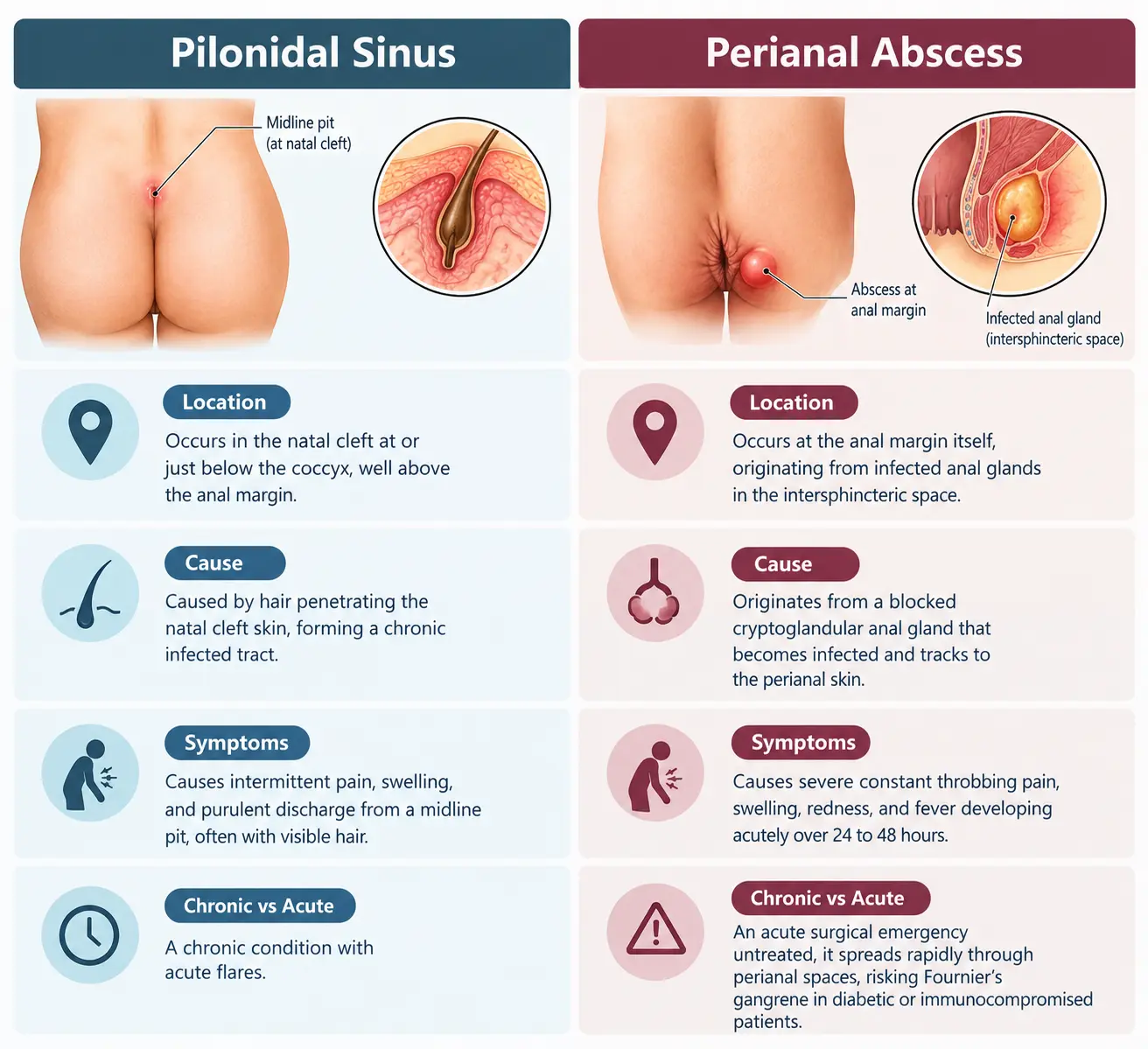 Pilonidal Sinus vs Perianal Abscess